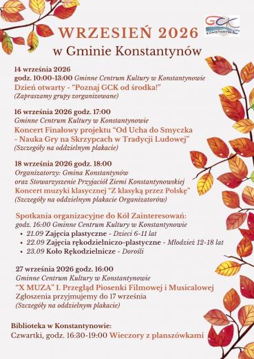 W tygodniu (14-18 września):